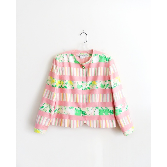 Vintage 80s Light Pink Cotton Skirt Suit fit 10 12 - Picture 2 of 8